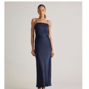 Satin Navy Slip Maxi Dress